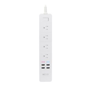 Nexxt Smart Home WiFi Surge Protector 900Joules 4 Outlets & 4 USB Ports Voice Control Alexa & Google White 6ft Power Cord