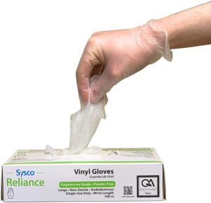 Sysco Reliance Vinyl Gloves M (Box of 100) Powder Free Clear No Returns PPE