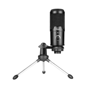 Adesso Microphone Cardioid Condenser USB with Adjustable Tripod Volume Control Ideal for Streaming, Gaming & Meetings - Black