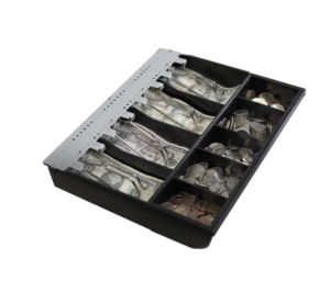 Adesso Cash Drawer Insert Tray POS 13in with Removable Coin Tray - Black