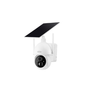 Gyration Smart Home Outdoor/Indoor Wifi Camera 3MP PTZ Cyberview 3020 IP65 Waterproof Solar Powered 2 Way Communication Motion Detection Starlight Technology - White