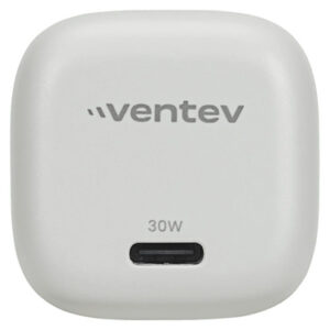 Ventev Wall Charger 2 Port 65W USB-C GaN Programable Power Supply (PPS) Folding Prongs - White